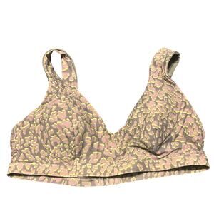 ululemon Size Large L Swim Top Olive Leopard Print Nylon Spandex Bikini Athletic